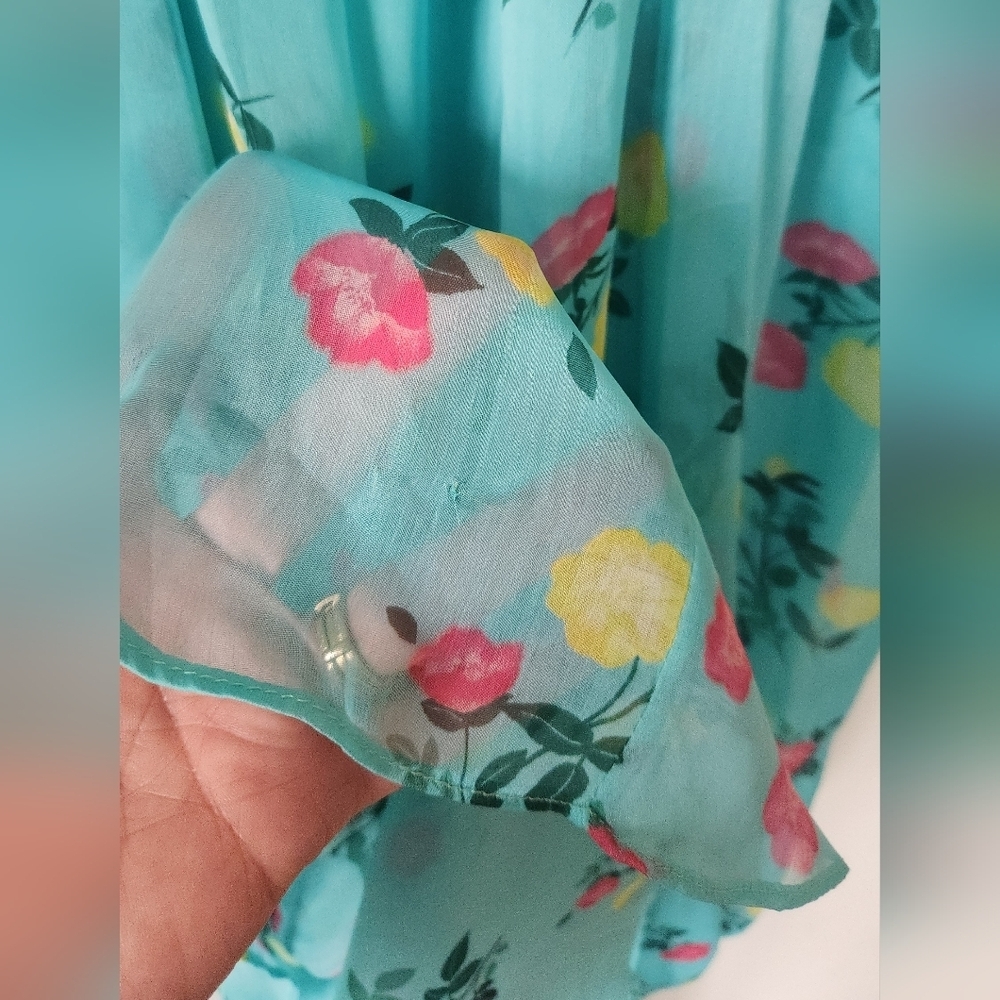 1. State Halter Floral Dress in Aqua Sz M - Picture 7 of 7